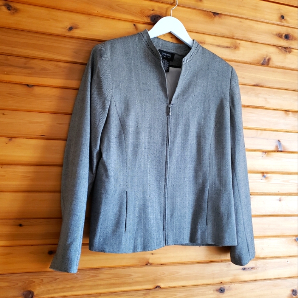 Gray and black Dress Jacket, slightly padded shoulders. Size L